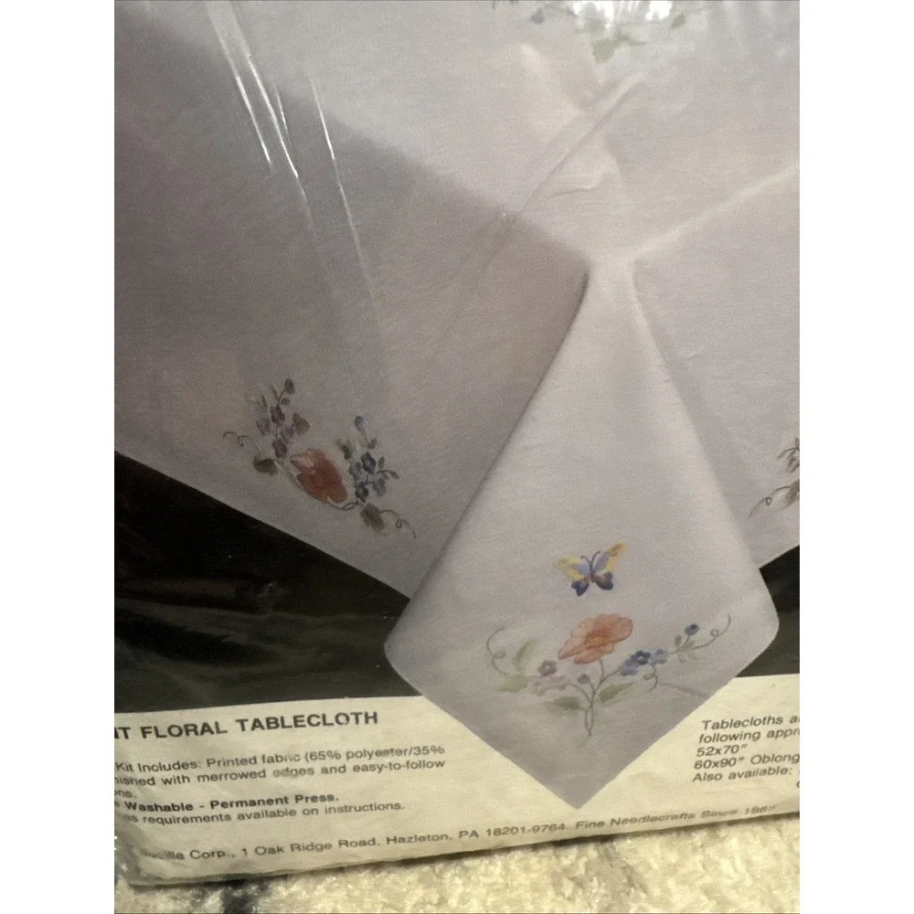 Bucilla Floral White Stamped Embroidery 52